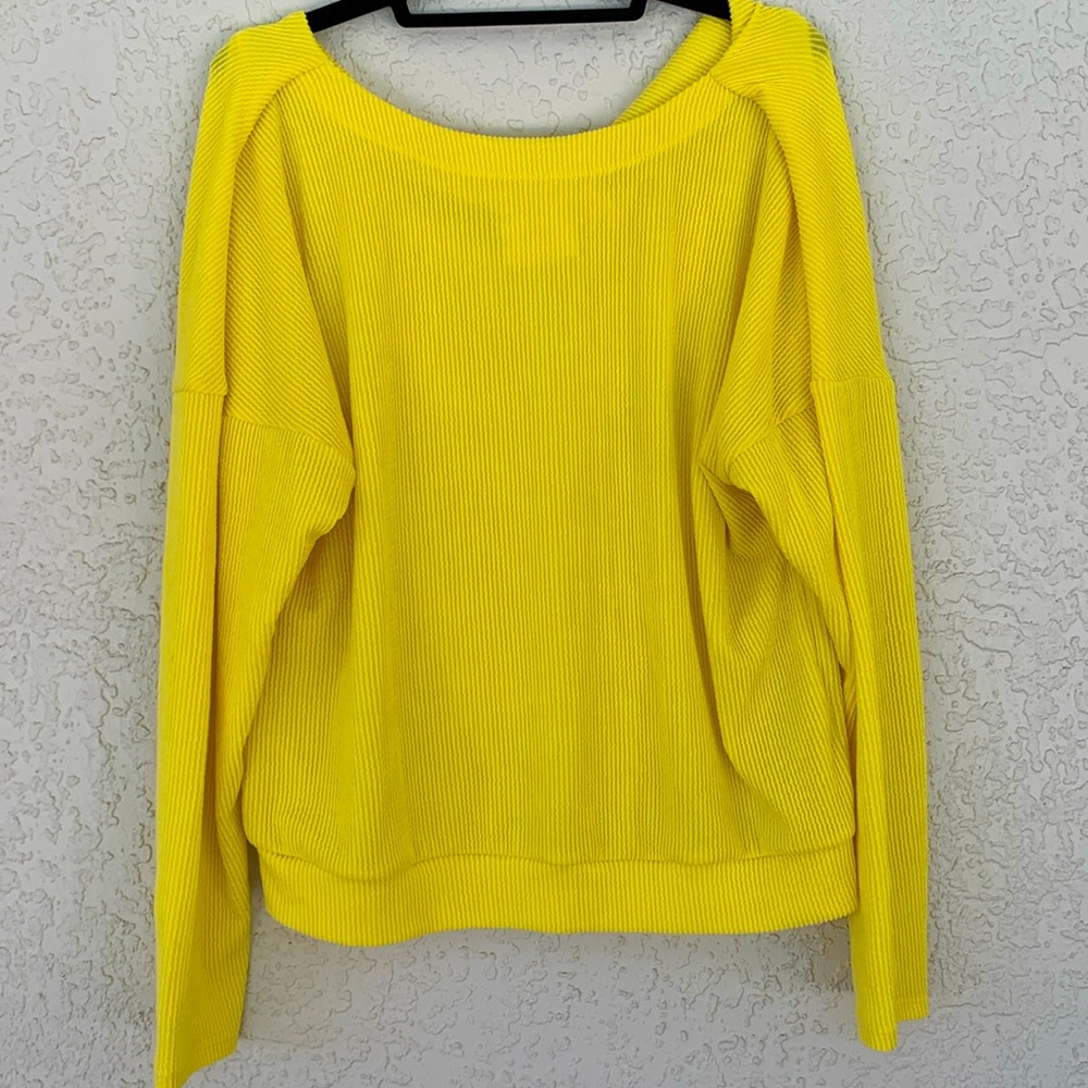 MAEVE BY ANTHROPOLOGY YELLOW RIBBED LONG SLEEVES TOP SIZE M